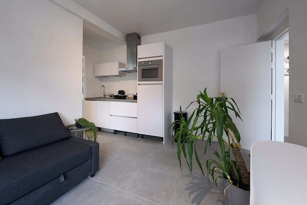 Living room and kitchen area
