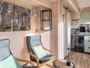 Open plan living space | Barn Owl Cabin - Redroofs Retreats, Forfar