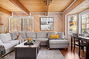 Living room featuring a large sectional.