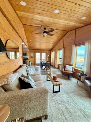 A view from your reading chair with over 60 novels to choose from. 