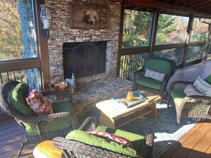 Screened in Porch with Fireplace