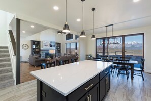 Kitchen, Living and Dining - and views