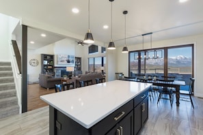 Kitchen, Living and Dining - and views