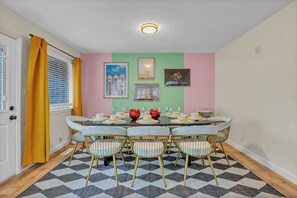 Dining area with 8 plush seats