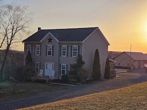 Front of house at sunrise
