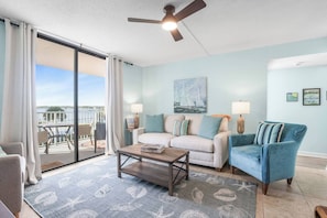 Comfortable living space with views