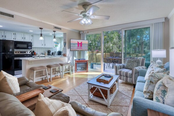 Bright and Airy Living Area with Private Deck Access