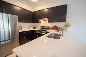 Fully Equipped Kitchen with Nespresso Coffee maker, toaster, microwave, kettle