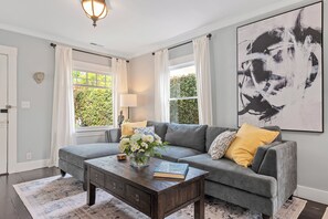 Crisp and comfortable living room