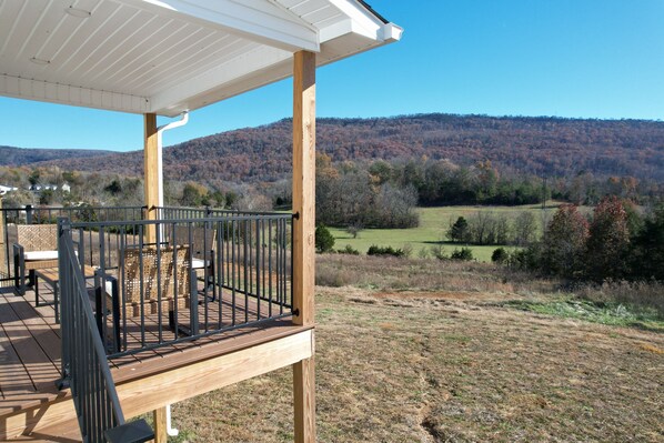 Mountain and Sunset Views From The Covered Back Porch.