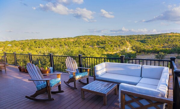 Stunning views from the spacious deck with outdoor seating
