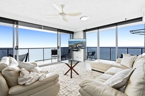 Experience luxury living while lounging around this elegant living room