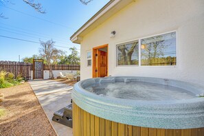 Condo Exterior | Private Hot Tub | Furnished Patio