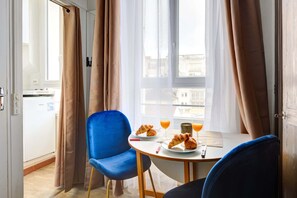 The open-plan living and dining area