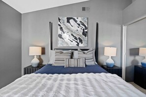 Bedroom 2 with queen bed, and Smart TV