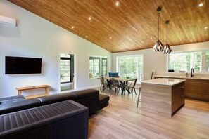 View of the living room and dining room