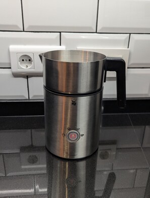 Milk frother for delicious cappuccinos and lattes.