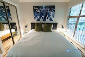 Queen size bed in master bedroom