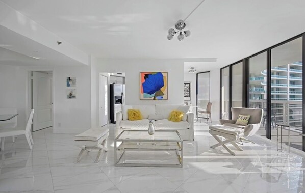 Great living room space with open floor plan and lovely views