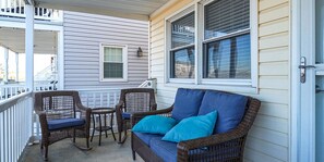 Outdoor furniture by the balcony
