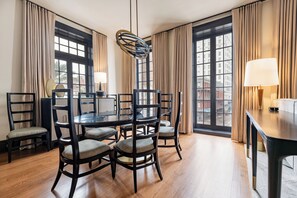 Dining area with seating available for eight overlooking Canal Street.