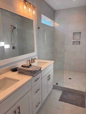 Master bathroom with walk-in shower