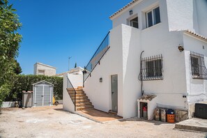 REAR SIDE VIEW OF CASA MARIAS SEPARATE STAIR  AND ACESSS TO THE ENTANCE 