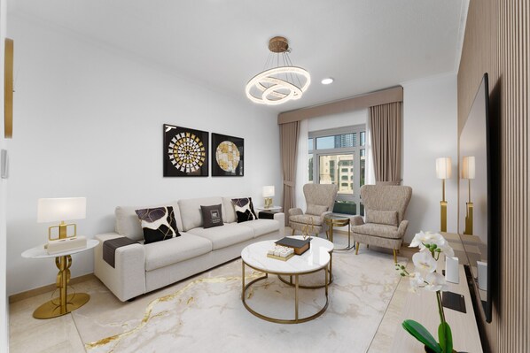Exclusive duplex holiday villa with large terrace overlooking Burj Khalifa and Dubai Fountains