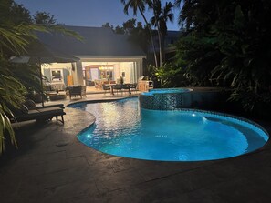 Private, fenced, heated pool and hot tub.
