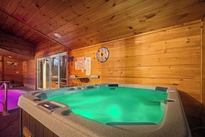 Relax in the covered hot tub!
