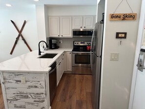 Indoors, Kitchen, Sink, Floor, Refrigerator