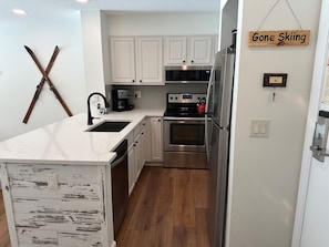 Indoors, Kitchen, Sink, Floor, Refrigerator