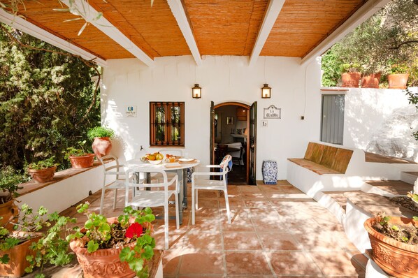 Seating area on the property back yard