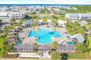 5,000 sq ft community pool that is heated October/November & March/April. Also features beautiful gas grilling cabanas.
