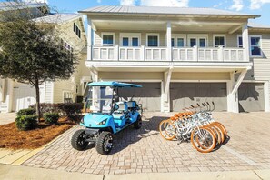 Home features a 6-seater golf cart and 6 adult bikes to explore all of 30A.