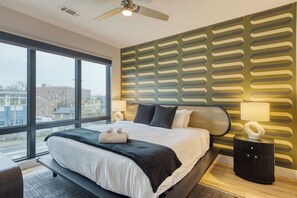 Primary bedroom features a king bed and ensuite bathroom.