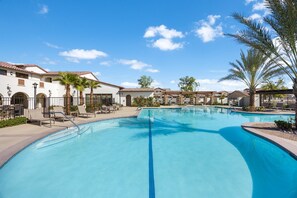 The communal pool is perfect for swimming laps.