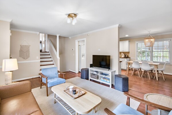 Cozy Nights In: Unwind in our inviting living room with a movie night.