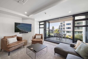 Living area opening to balcony