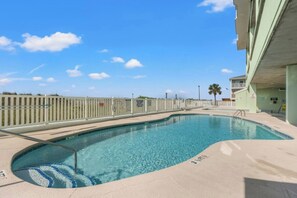 Enjoy an evening dip in this sparkling pool!