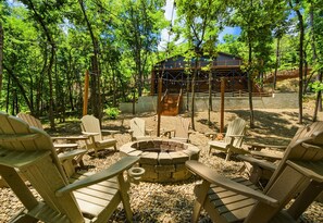 Enjoy stories and s'mores in this cozy woodland nook, where memories are just a spark away!