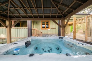 Private patio: Hot tub