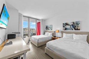 Your waterfront retreat awaits! Our balcony provides front-row seats to boat activity, friendly manatees, and colorful fish, all beneath the sunset's warm glow. Sleep soundly on two full-sized beds.
