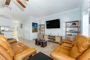 This family-friendly beach home is ready for a movie or game night!