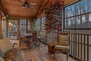 Perfect for sipping sweet tea and swapping stories, screened-in and serene.