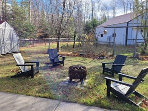 fire pit and outdoor seating for 4