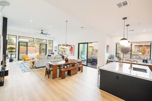 Dining table and kitchen