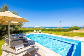 Private pool and terrace with sea views