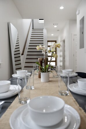 Come together around the table to share a dinner with friends and family.