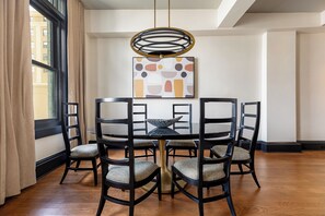 Dining area with seating for six.